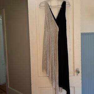 Black and Cream Asymmetrical Dress